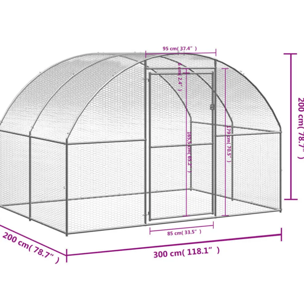 vidaXL Kippenren 3x2x2 m gegalvaniseerd staal