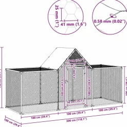 vidaXL Kippenren 3x1x1,5 m gegalvaniseerd staal
