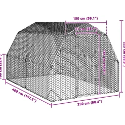 vidaXL Kippenren 2,5x4x2,25 m gegalvaniseerd staal