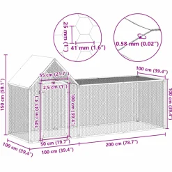 vidaXL Kippenren 3x1x1,5 m gegalvaniseerd staal