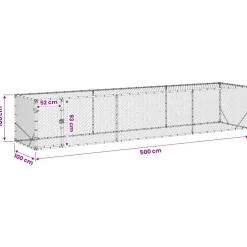 vidaXL Kippenren zilver 500 x 100 x 100 cm Gegalvaniseerd staal
