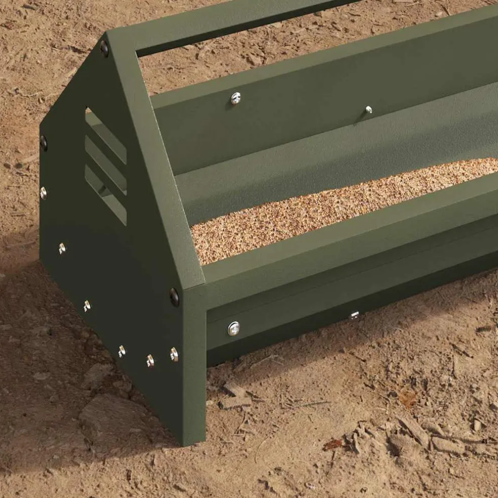 vidaXL Kippen voederbak Olijfgroen 108 x 20,5 x 20 cm 5 kg