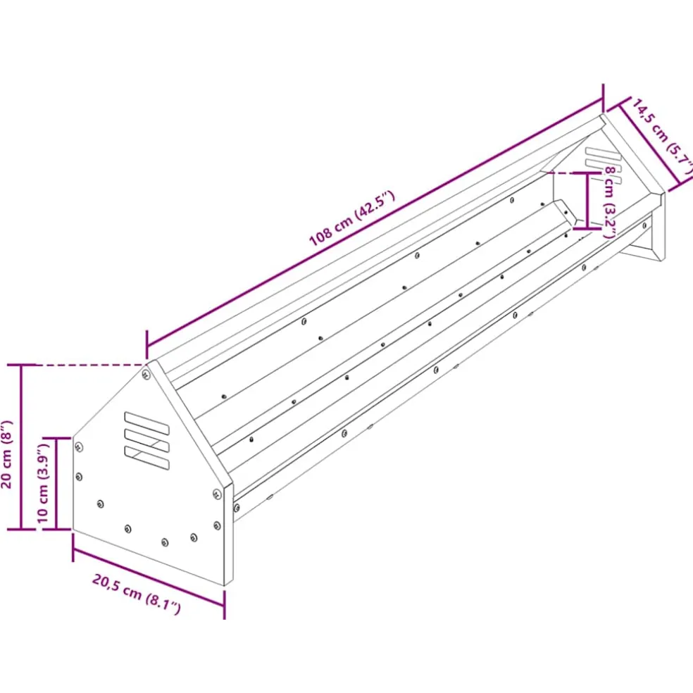 vidaXL Kippen voederbak Olijfgroen 108 x 20,5 x 20 cm 5 kg