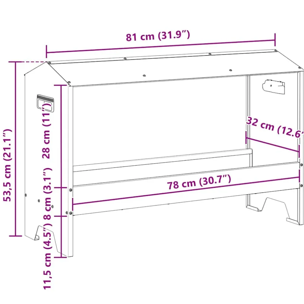 vidaXL Kippen voederbak Zilver 81 x 32 x 53,5 cm Gegalvaniseerd staal