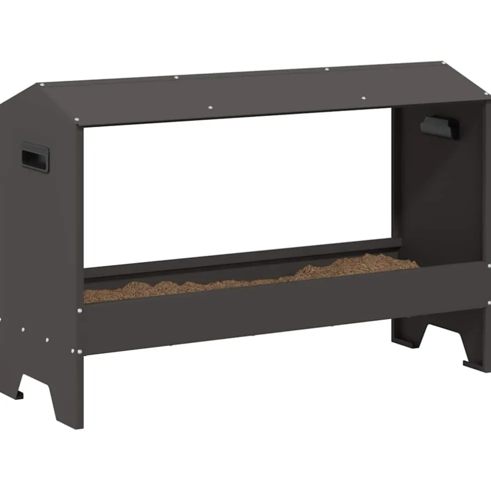 vidaXL Kippen voederbak Zwart 81 x 32 x 53,5 cm Koudgewalst Staal