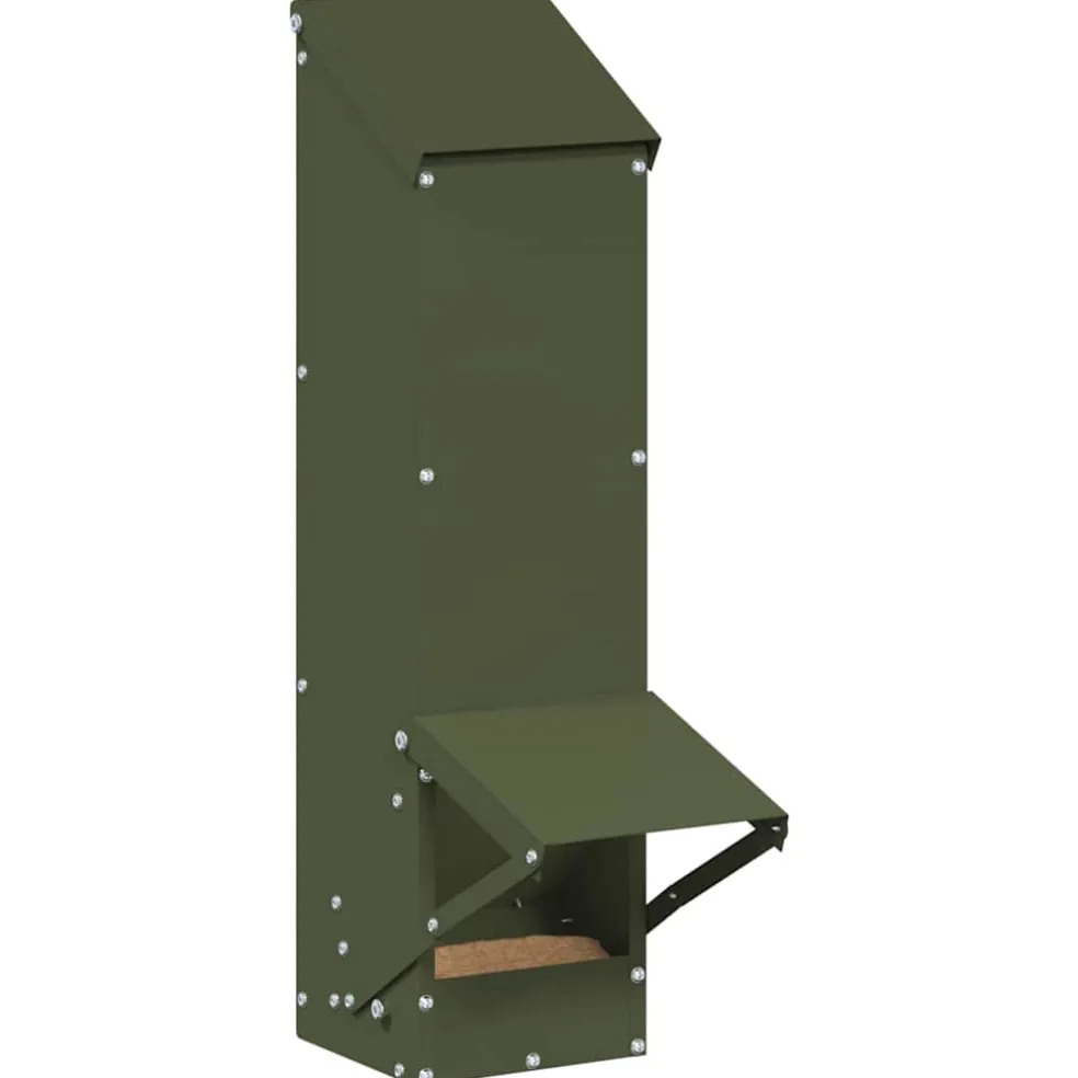 vidaXL Kip voerbak Olijf Groen 13 x 12 x 51 cm Koudgewalst Staal