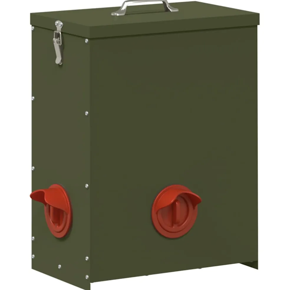 vidaXL Kip voerbak Olijfgroen 32,5 x 20,5 x 43 cm 25 kg