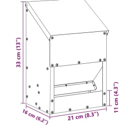 vidaXL Kip voerbak zilver 21 x 16 x 33 cm 3 kg Gegalvaniseerd staal