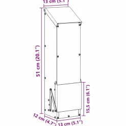 vidaXL Kip voerbak Zilver 13 x 12 x 51 cm Gegalvaniseerd staal