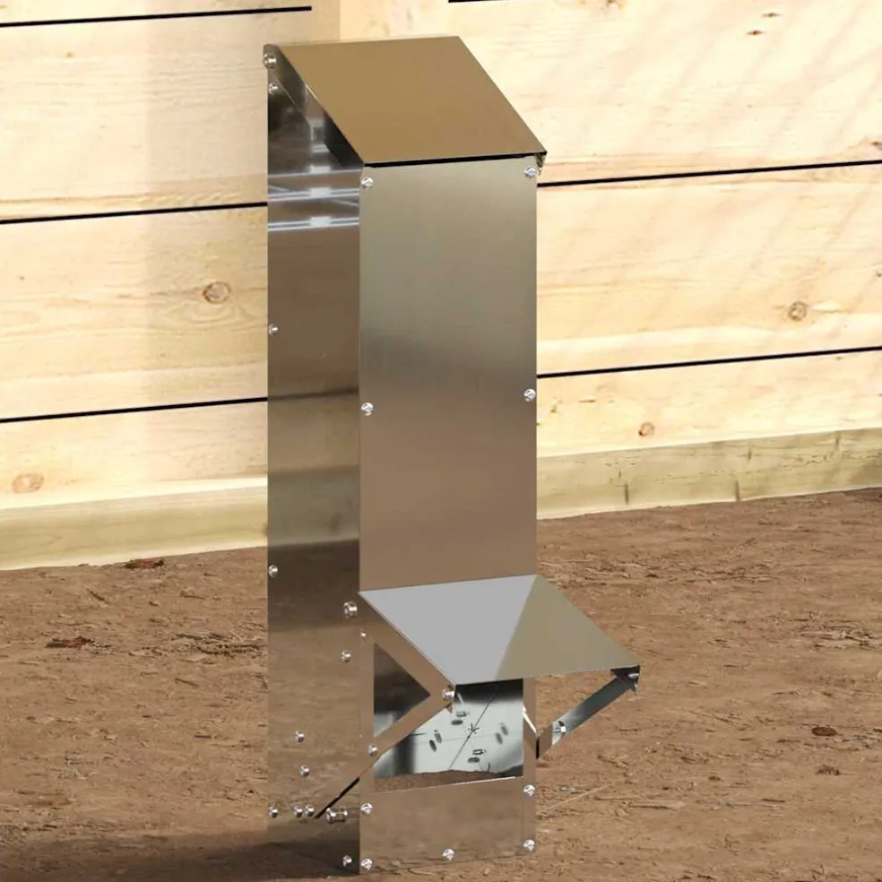 vidaXL Kip voerbak Zilver 13 x 12 x 51 cm Gegalvaniseerd staal