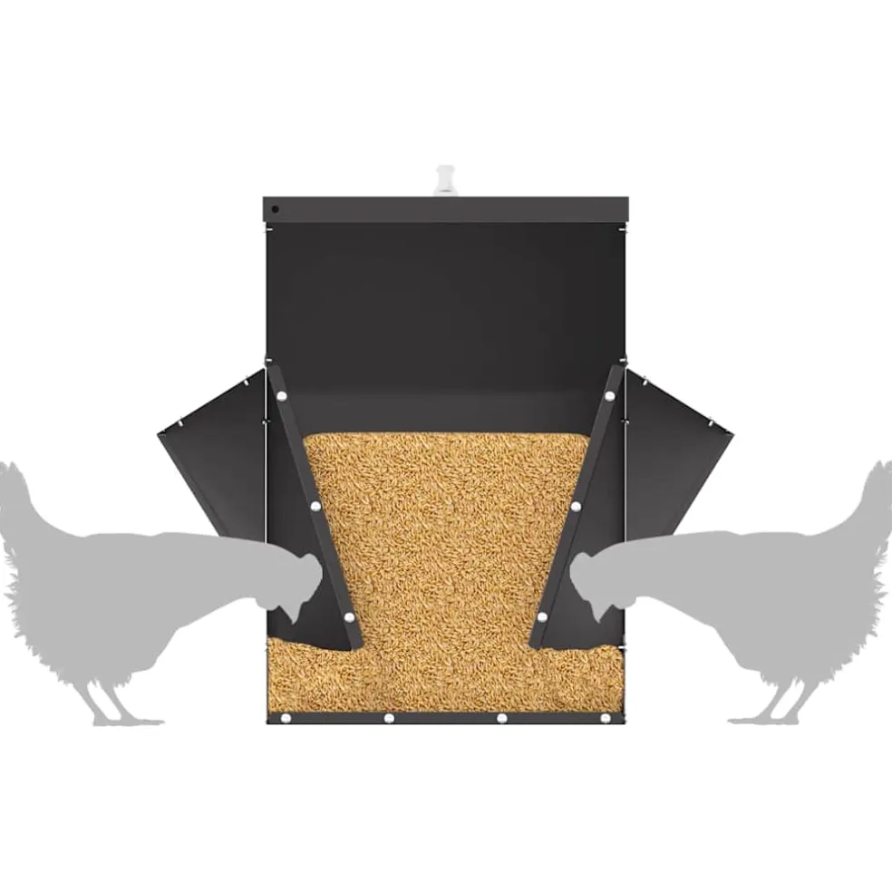 vidaXL Kip voerbak Zwart 40,5 x 45 x 41 cm 20 kg Koudgewalst Staal