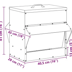 vidaXL Kip voerbak Zwart 40,5 x 45 x 41 cm 20 kg Koudgewalst Staal
