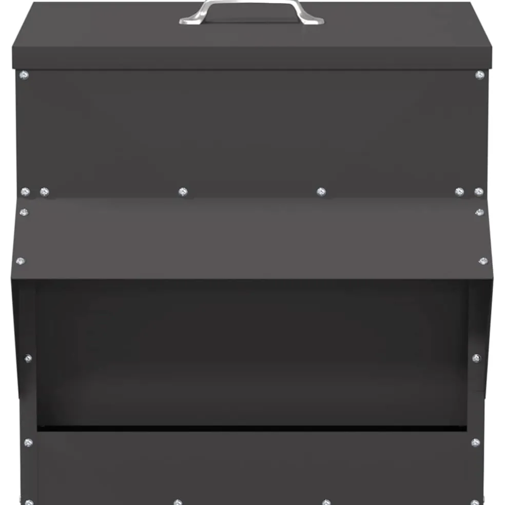 vidaXL Kip voerbak Zwart 40,5 x 45 x 41 cm 20 kg Koudgewalst Staal