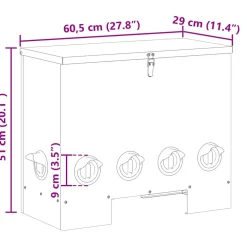 vidaXL Kip voerbak Zwart 60,5 x 29 x 51 cm 25 kg Koudgewalst Staal