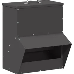 vidaXL Kip voerbak Zwart 20 x 25 x35 cm Koudgewalst Staal