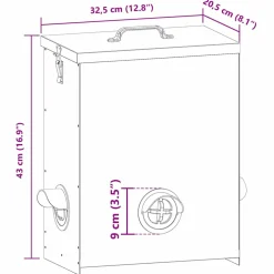 vidaXL Kip voerbak Zwart 32,5 x 20,5 x 43 cm 25 kg Koudgewalst Staal