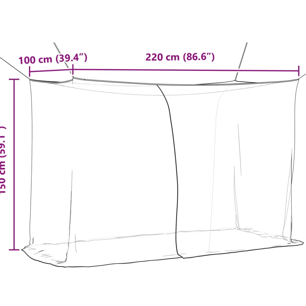 vidaXL Klamboe voor bed 156 mesh Zwart 220 x 100 x 150 cm Polyester