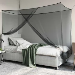 vidaXL Klamboe voor bed 156 mesh Zwart 220 x 100 x 150 cm Polyester