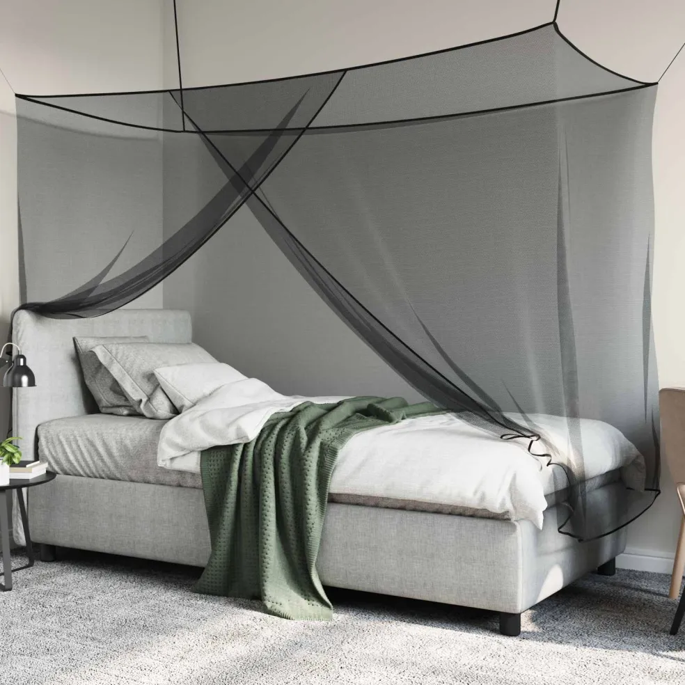 vidaXL Klamboe voor bed 156 mesh Zwart 220 x 100 x 150 cm Polyester