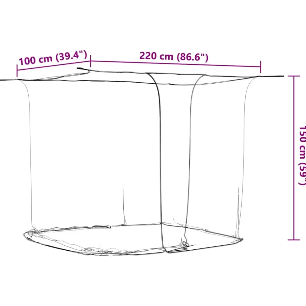 vidaXL Klamboe voor bed Rechthoekig 156 mesh 220 x 100 x 150 cm