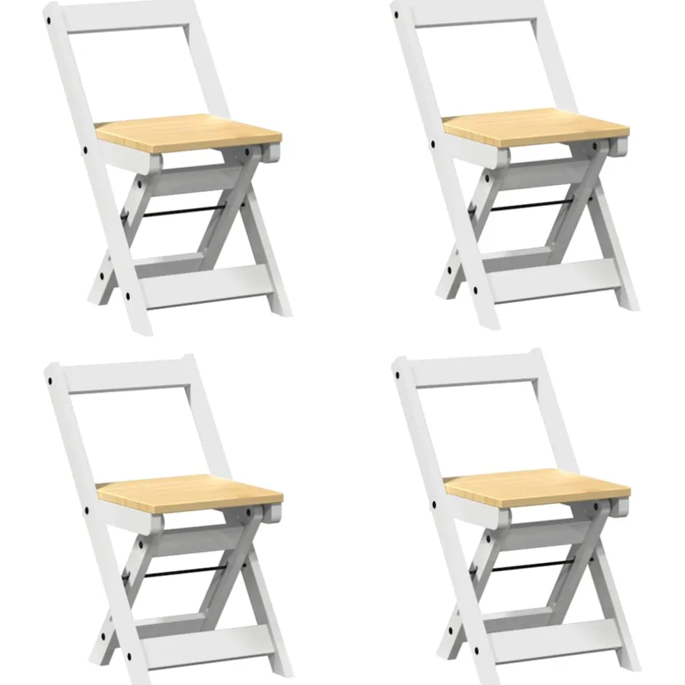 vidaXL Klapstoelen 4 stuks "Corona" Wit Massief Grenenhout