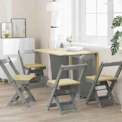 vidaXL Klapstoelen 4 stuks "Corona" Grijs Massief Grenenhout