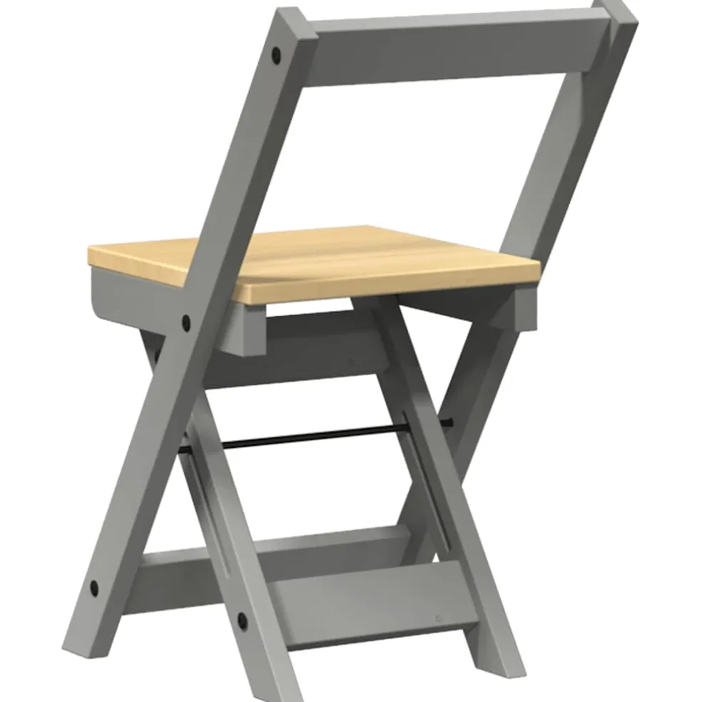 vidaXL Klapstoelen 4 stuks "Corona" Grijs Massief Grenenhout