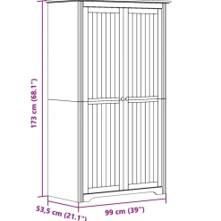 vidaXL Kledingkast BODO 99x53,5x173 cm massief grenenhout grijs