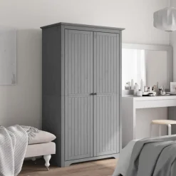 vidaXL Kledingkast BODO 99x53,5x173 cm massief grenenhout grijs