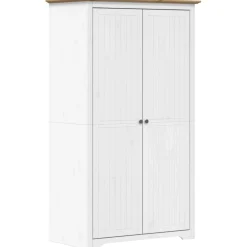 vidaXL Kledingkast BODO 99x53,5x173 cm massief grenenhout wit bruin
