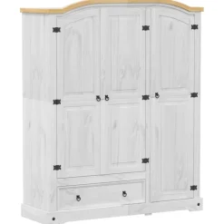 vidaXL Kledingkast Corona wit 151,5x52x186 cm massief grenenhout