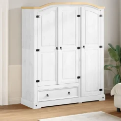 vidaXL Kledingkast Corona wit 151,5x52x186 cm massief grenenhout