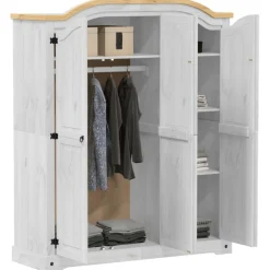 vidaXL Kledingkast Corona wit 151,5x52x186 cm massief grenenhout