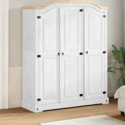 vidaXL Kledingkast Corona wit 151,5x52x186 cm massief grenenhout