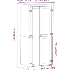 vidaXL Kledingkast Corona 76x50x170 cm massief grenenhout