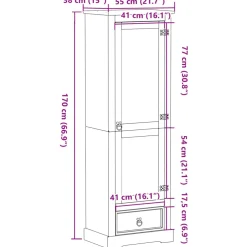 vidaXL Kledingkast Corona 55x38x170 cm massief grenenhout