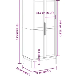vidaXL Kledingkast FLORO 77x53x171 cm massief grenenhout wasbruin