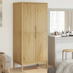 vidaXL Kledingkast FLORO 77x53x171 cm massief grenenhout wasbruin