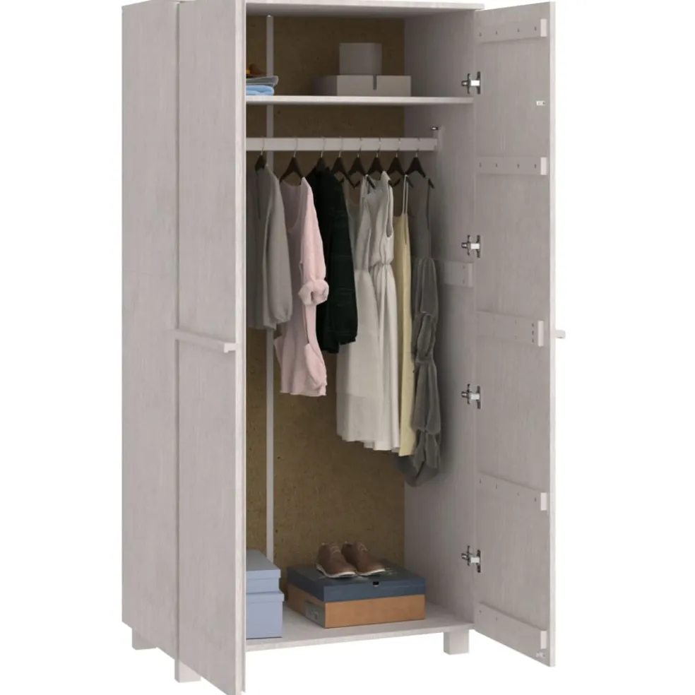 vidaXL Kledingkast HAMAR 89x50x180 cm massief grenenhout wit
