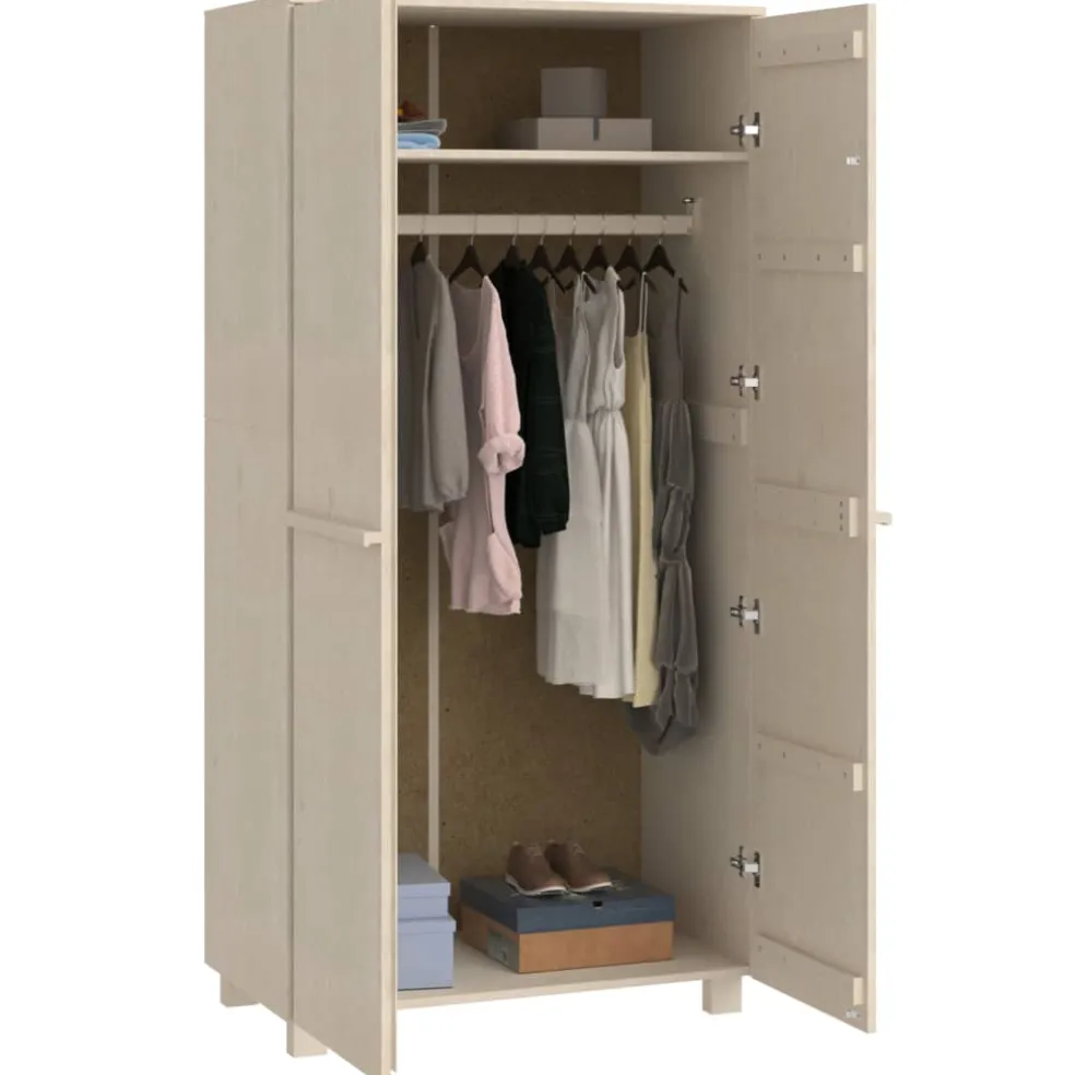 vidaXL Kledingkast HAMAR 89x50x180 cm massief grenenhout honingbruin