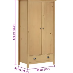 vidaXL Kledingkast Hill 2 deuren 89x50x170 cm massief grenenhout
