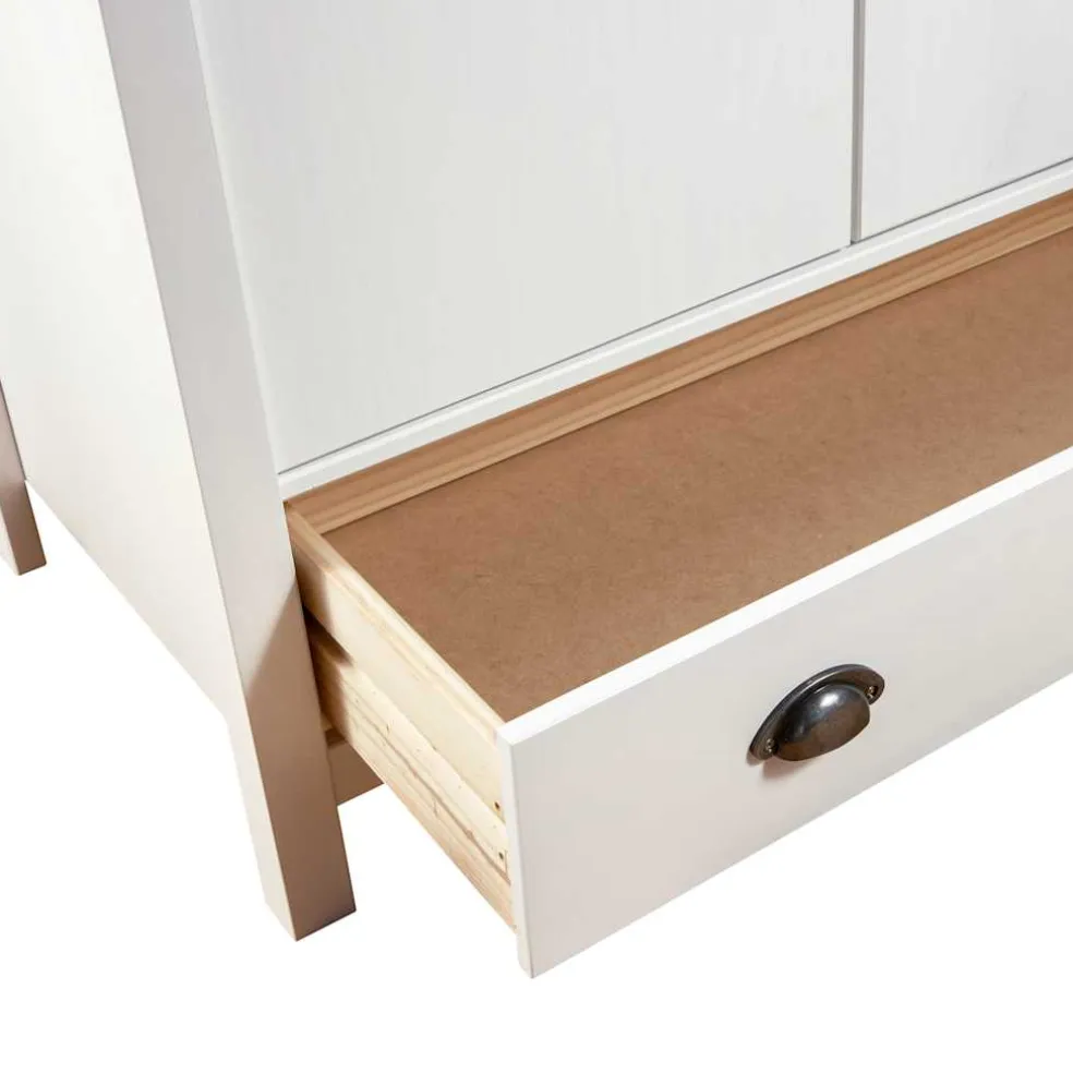 vidaXL Kledingkast Hill 3 deuren 127x50x170 cm massief grenenhout wit
