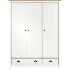 vidaXL Kledingkast Hill 3 deuren 127x50x170 cm massief grenenhout wit