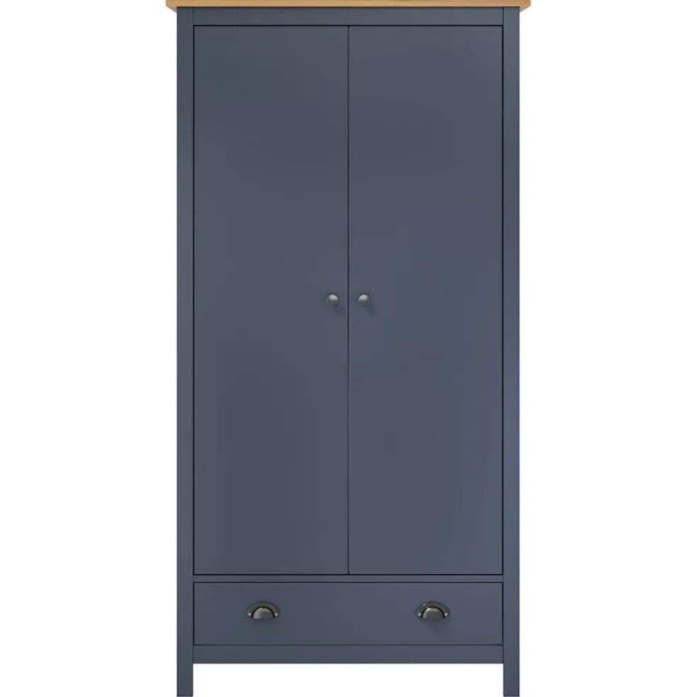vidaXL Kledingkast Hill 2 deuren 89x50x170 cm massief grenenhout grijs