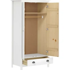 vidaXL Kledingkast Hill 2 deuren 89x50x170 cm massief grenenhout wit