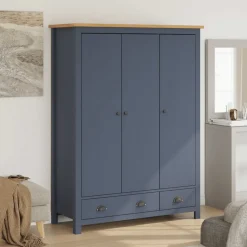 vidaXL Kledingkast Hill 3 deuren 127x50x170 cm grenenhout grijs