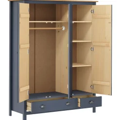 vidaXL Kledingkast Hill 3 deuren 127x50x170 cm grenenhout grijs