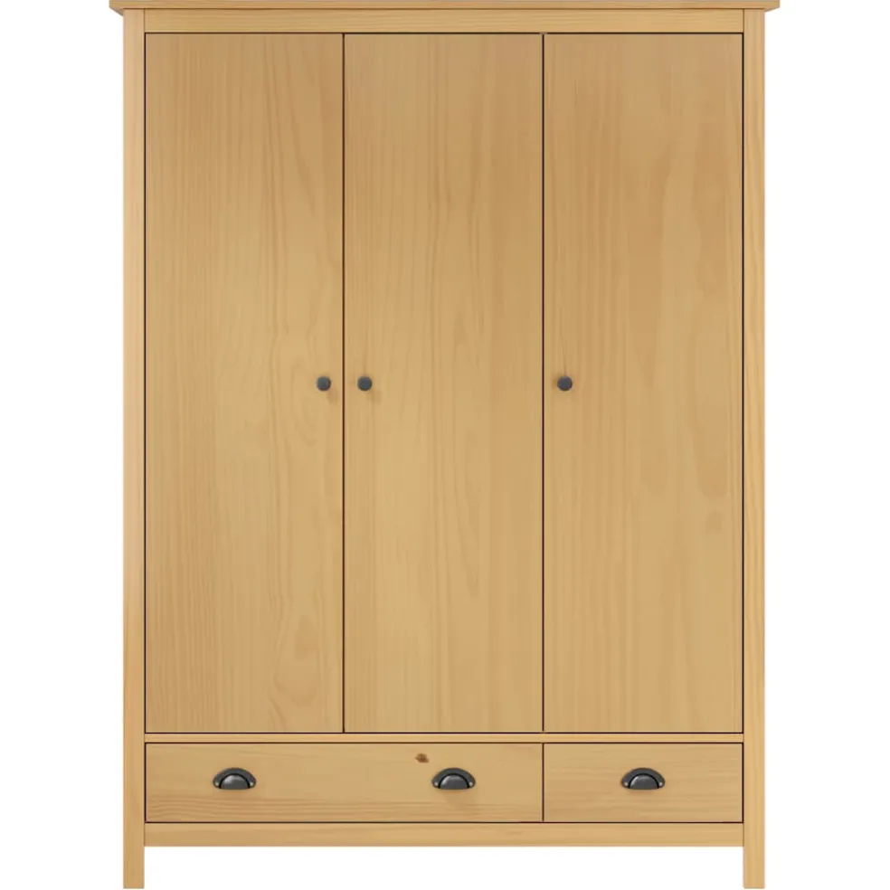 vidaXL Kledingkast Hill 3 deuren 127x50x170 cm massief grenenhout