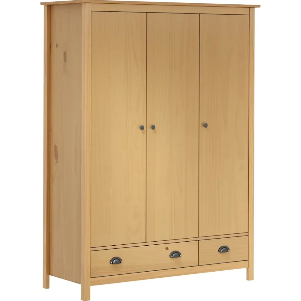 vidaXL Kledingkast Hill 3 deuren 127x50x170 cm massief grenenhout