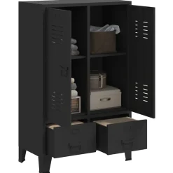 vidaXL Kledingkast industriële stijl 67x35x107 cm metaal zwart